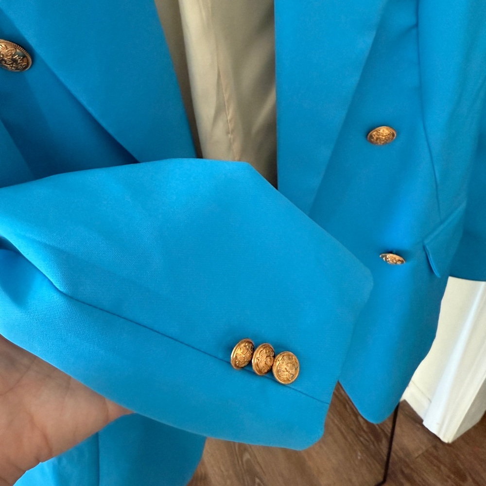 SHEIN SXY Solid Double Breasted Flap Pocket Blazer - Picture 4 of 4